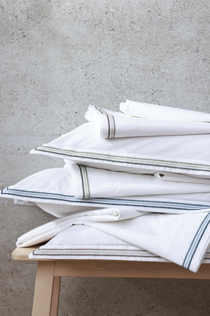 MM Linen Medea Blue Embroidered Sheet Set  250TC Pure Cotton Percale image 3